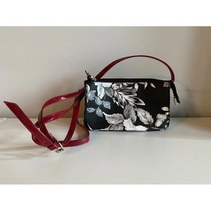 Nine West Black and White Floral Cross Body Purse